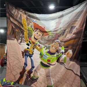 Toy Story Woody and Buzz Lightyear Disney shower curtain backdrop